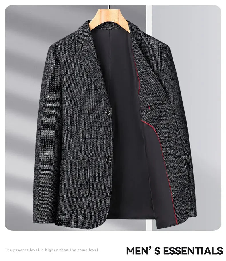 Blazer Men Business Gentleman Wedding Fashionable Checkered Best Gentlemanly Slimming and Casual Middle-aged and Elderly Blazer