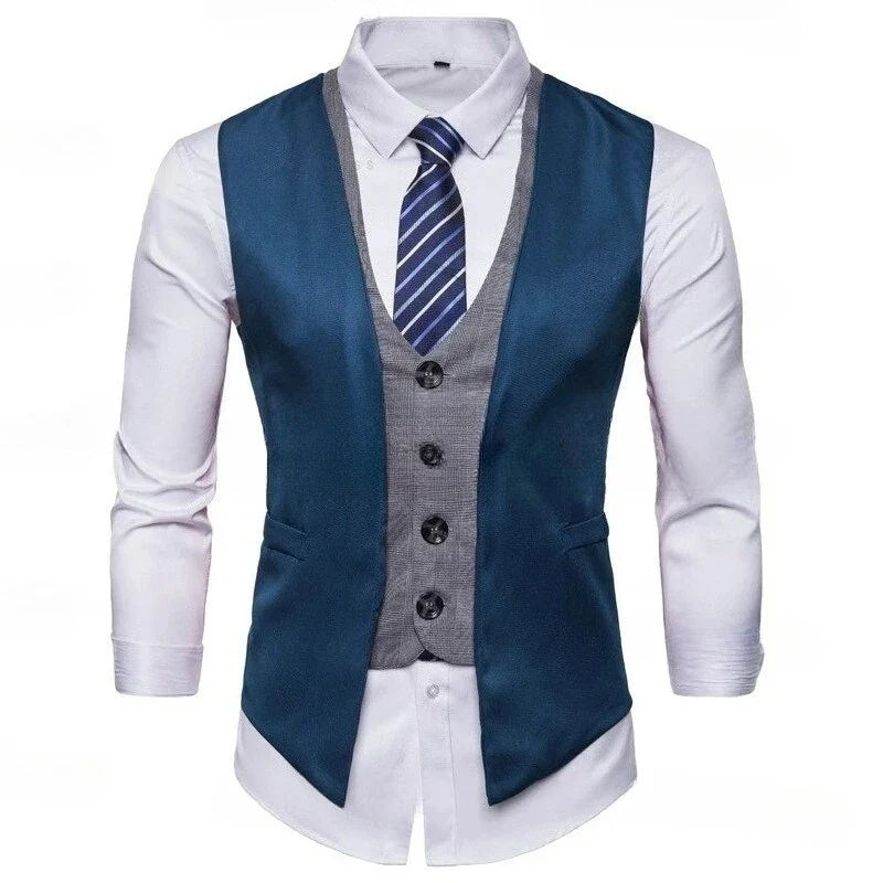 Men's Vest Single Breasted Slim Fit Business Casual Waistcoat for Wedding & Formal Occasions