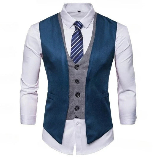 Men's Vest Single Breasted Slim Fit Business Casual Waistcoat for Wedding & Formal Occasions