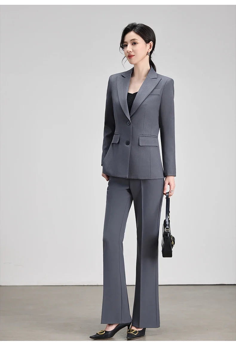 Ladies Office Formal Trousers Suit for Women Autumn Elegant Long Sleeve Blazer and Pants Twe Pieces Matching Sets Outfits