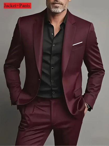 2 Pièces Costumes Homme Grande Taille Pour Mariage Marié Tuxedos Bal Ensembles Blazer Homme D'affaires Trajes De Hombre