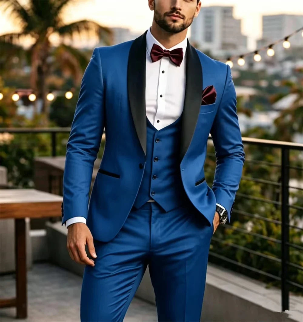 Men's 3-Piece Suit Set – Single Breasted Wedding & Business Formal Jacket, Vest & Pants