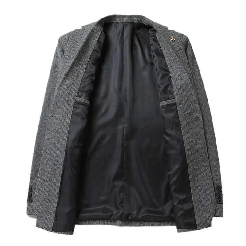 KIDWHXR Four Seasons Man Blazer British Style Single-breasted Male Outerwear Business Casual Loose Long Sleeve Men Suit Coat