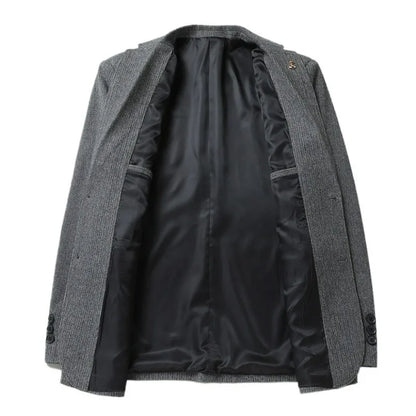 KIDWHXR Four Seasons Man Blazer British Style Single-breasted Male Outerwear Business Casual Loose Long Sleeve Men Suit Coat
