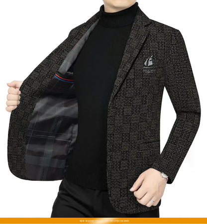 Men's Smart Casual Blazer – Single-Breasted Suit Jacket for Spring & Autumn in Black & Khaki
