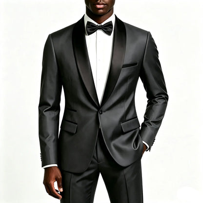 Men's 2 Pieces Suit Set, Slim Fit Tuxedo Suit for Wedding Groom, Business, Dinner Party, Prom, Banquet Occasions