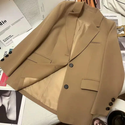Single Breasted Blazer for Women Slim Fit Office Monochrome Long Sleeve Leisure Coats Korean Fashion Spring Autumn New