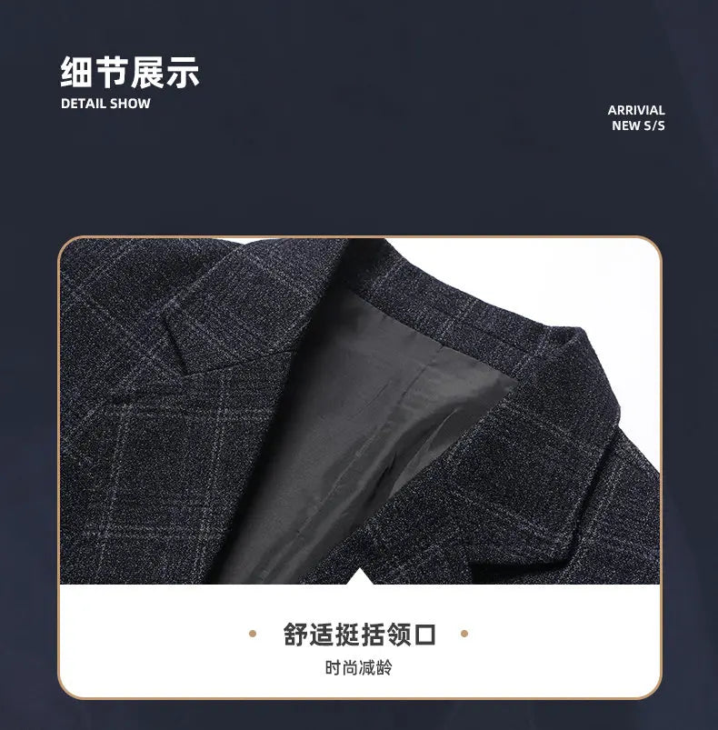 Blazer The New Autumn and Winter Fashion Middle-aged Business Casual Checkered Wedding Host Men's Outdoor Performance Blazer