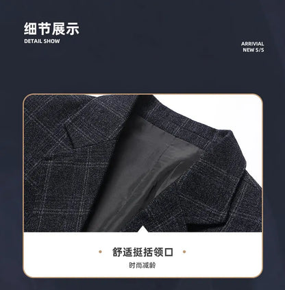 Blazer The New Autumn and Winter Fashion Middle-aged Business Casual Checkered Wedding Host Men's Outdoor Performance Blazer