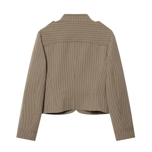 High Street Casual Chic Women Blazer Striped Double Breasted Slim Blazer Fashion 2026 Spring Office Holiday Blazer