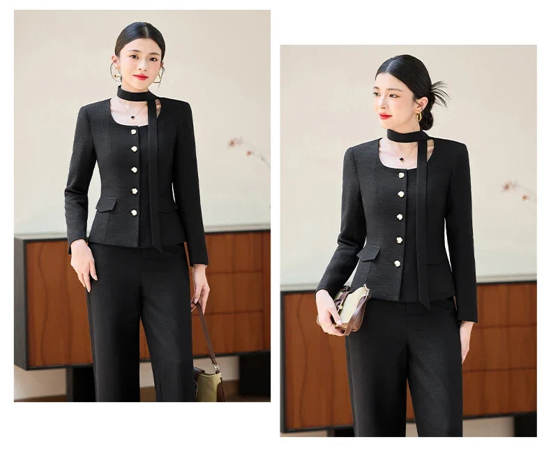 Fashionable professional women's two-piece trousers + suit jacket, exquisite elegant, 2025 autumn winter new style