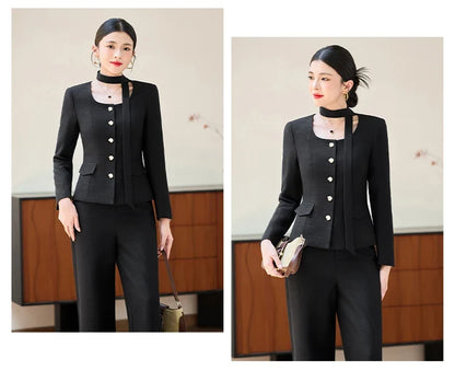 Fashionable professional women's two-piece trousers + suit jacket, exquisite elegant, 2025 autumn winter new style