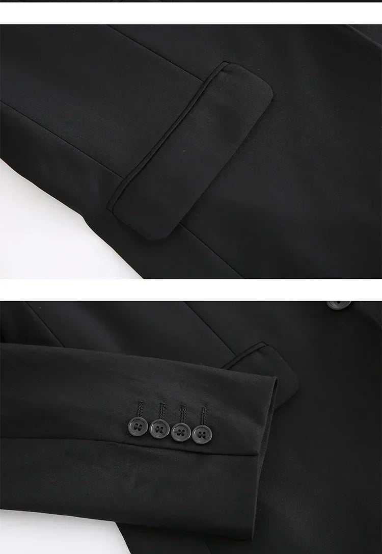 Men's Slim Fit 3-Piece Suit Set – Smart Casual Business Wedding Suit for Men in Blue, Gray & Black