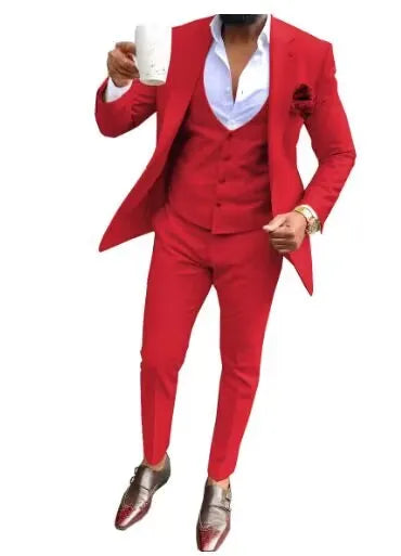 Elegant Solid Men Suits Smart Casual Single Breasted Slim Fit Blazer Vest Pants High Quality 3 Piece Costume Homme for Party
