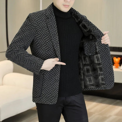 Blazer Autumn and Winter Men's Fashion Outdoor Travel Youth Wedding Slimming Casual Formal Wear with Cotton Warmth Blazer  2025