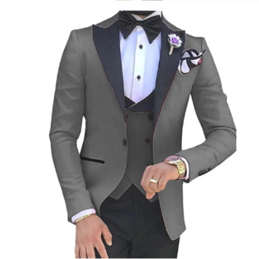 Men wedding Suits For Men Custom Made Groom Groomsmen Tuxedos Wedding Men Suit Terno Masculino(Jacket+Pant+Vest)