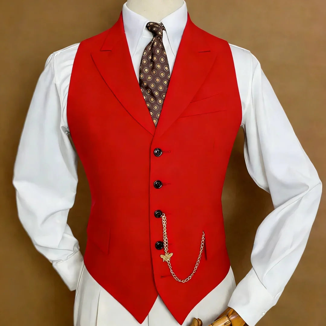 Men's Vest with Lapel Single Breasted Solid Waistcoat for Wedding & Formal Occasions