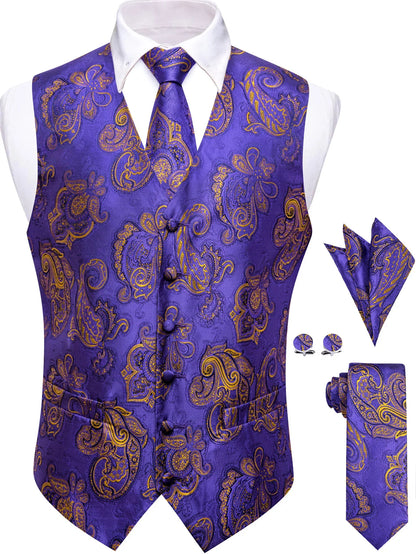 Men's Vest and Tie Set – Paisley Floral Waistcoat with Necktie for Weddings and Business Occasions