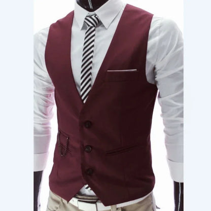 Slim Fit Men's Suit Vest Single Breasted for Business and Smart Casual – Black, Grey, Navy and Burgundy