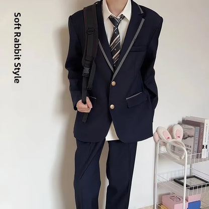 Large Size Korean Style Student Suit British College Style Jacket Men's Top Passport Photo Clothing Class Uniform
