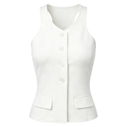 Women Sleeveless Jacket Waistcoat V-neck Fashion Solid Vest Office Lady Suits Vests for Work Communting OL Tops Tank Top Mujer