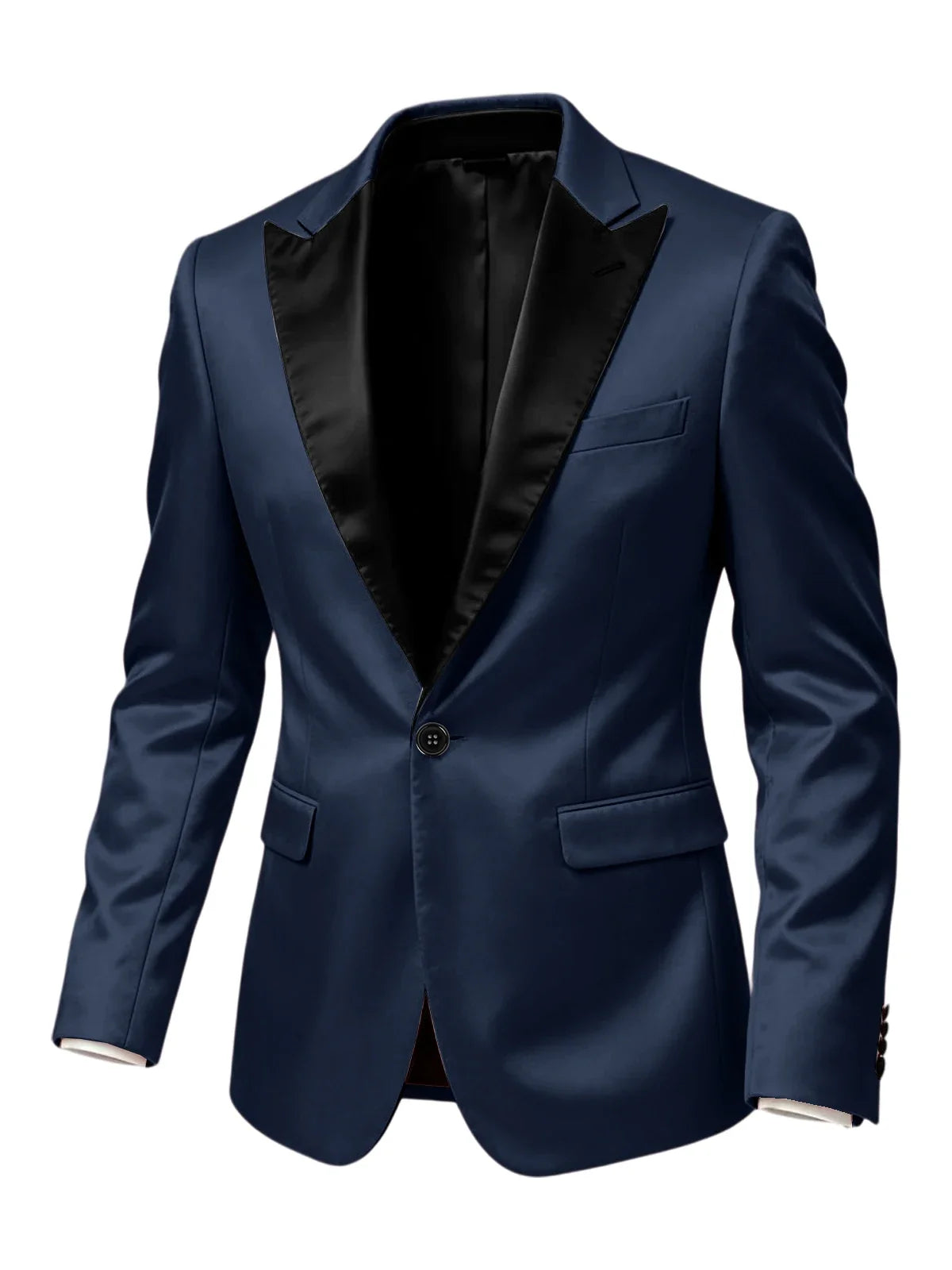Luxury Satin Men's Tuxedo Blazer Black Peak Lapel One Button Slim Fit Suit Jacket Formal Business Casual Suit For Wedding Party