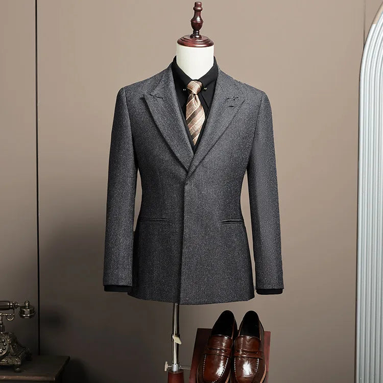 Men's Large Size Autumn Blazer – Smart Casual Polyester Suit Jacket