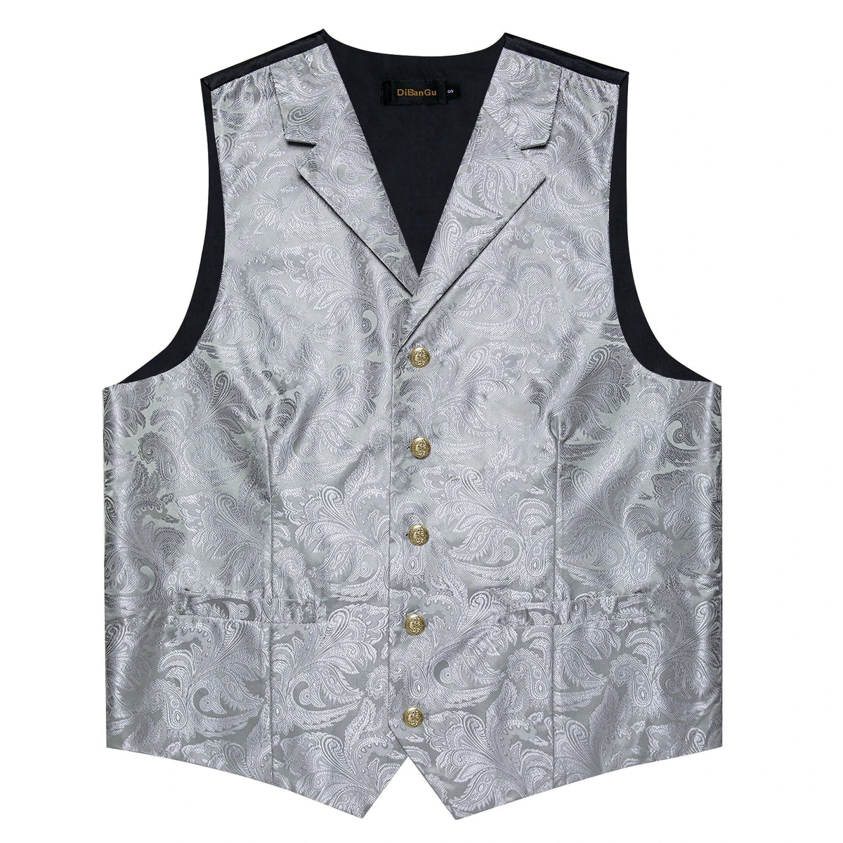 Men's Paisley Suit Vest – Single-Breasted Waistcoat with Tie, Handkerchief & Cufflinks for Weddings & Banquets