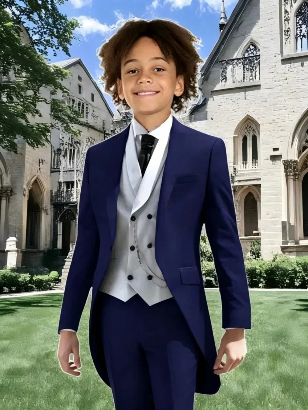 High Quality Boys Formal Tailcoat Vest Pants 3 Pieces Banquet Party Wear Smart Handsome Kids Slim Fit Suit Set Wedding Tuxedo