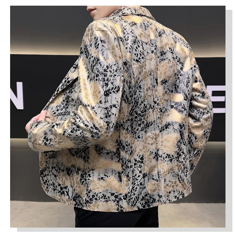 2026 Autumn Suede Men's Casual Suit Jacket Slim Fit Handsome High-quality Business Social Blazers Social Streetwear Dress Coat
