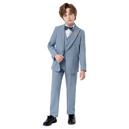 Gentleman Kids Slim 4Pieces/Set Jacket Vest Pants Bowtie Party Dress Children Ceremony Photograph Suit Boys Performance Costume