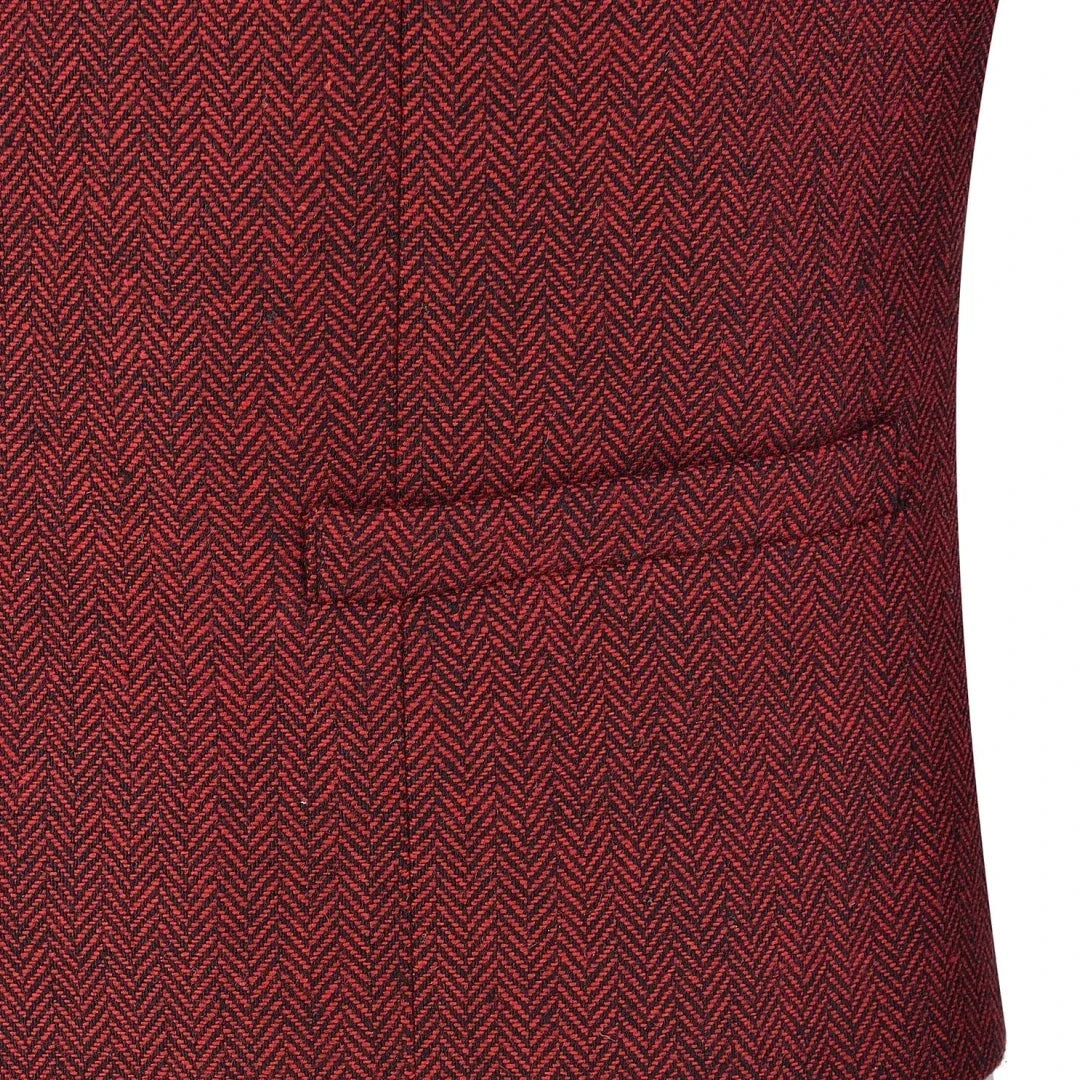Men's Herringbone Vest Single Breasted Formal Waistcoat for Weddings and Business