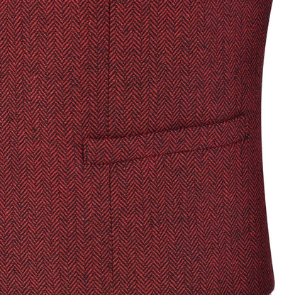 Men's Herringbone Vest Single Breasted Formal Waistcoat for Weddings and Business