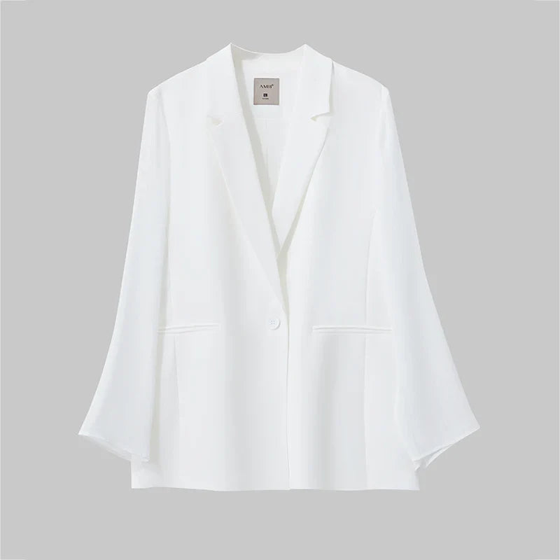 Women's Coat Autumn Autumn Fashion Turned Over Collar Color-block Spliced Fabric Casual Loose Blazers For Woman 12641083