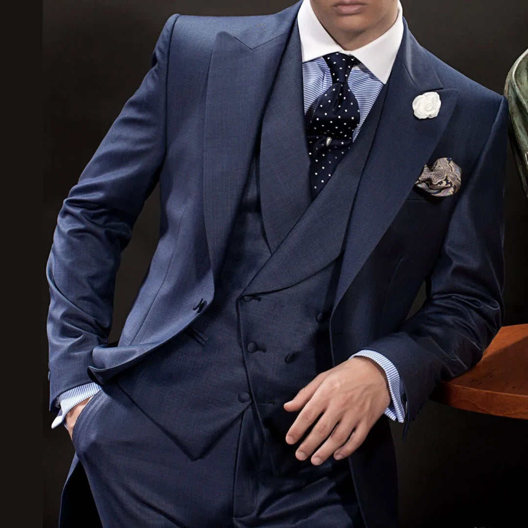 Men Suit 3 Pieces White With Lapel Solid For Wedding Groom Business Party Prom Banquet Work Office Jacket Vest With Pants
