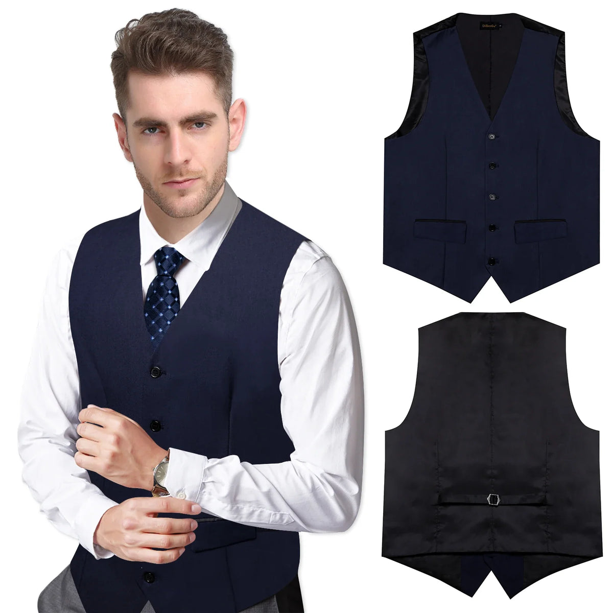 Men's Suit Vest – Solid Formal Waistcoat for Wedding, Party & Business Wear