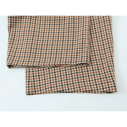 Stylish Plaid Pant Suits for Women New in Commuting Style Two Pieces Straight Plaid Blazer Matching Tonal Pleated Wide Leg Pants