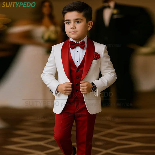 Birthday Party Children Slim Fit Suit Sets Piano Performance Custom Formal Blazer Vest Pants 3 Pcs Evening Prom Fashion Tuxedos