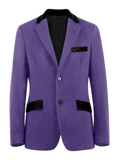 Men's Wool Blend Blazer Black Croc Print Lapel Collar Slim Fit Formal Business Casual Suit Jacket Autumn Winter Sport Coat