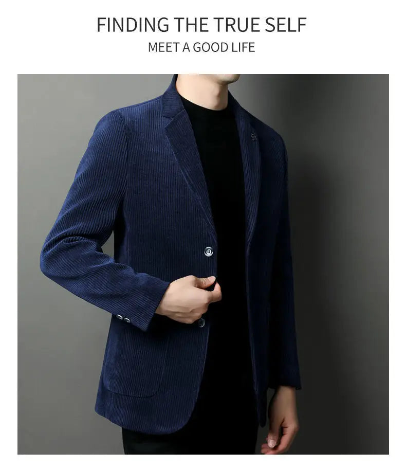 Men's High-Quality Corduroy Coat Autumn Winter Thick Velvet Casual Suit Jacket Handsome Ruffian Business Top Trend