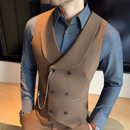 Men's Double Breasted Vest – Formal Lapel Waistcoat for Weddings & Events