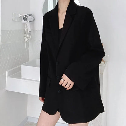 Retro ey ular Women's Suit Loose Hong Kong Sle Faionable Korean Version Spring Autumn New Arrival Polyester Fabric