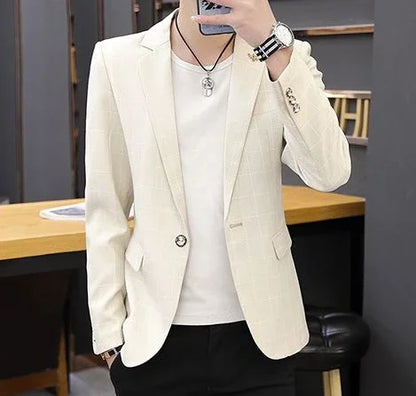 Party Linen Gray Men's Suit Jackets Single Breasted Coat Male Blazer Summer New in Simple Clothing Fashion 2025 Casual Classic