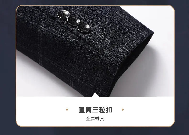 Blazer The New Autumn and Winter Fashion Middle-aged Business Casual Checkered Wedding Host Men's Outdoor Performance Blazer
