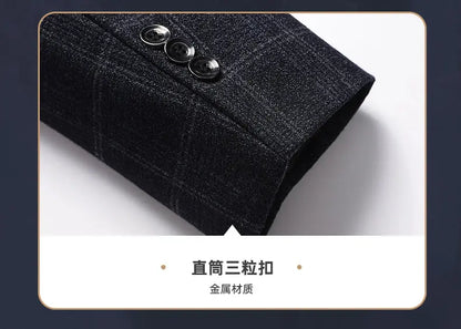Blazer The New Autumn and Winter Fashion Middle-aged Business Casual Checkered Wedding Host Men's Outdoor Performance Blazer