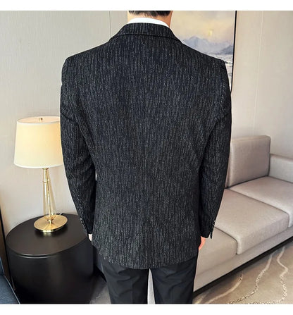 New Fashion Meteor Striped Suit Jacket High Quality Men's Slim Fit Business Formal Social Prom Party Casual Tuxedos 5XL-M