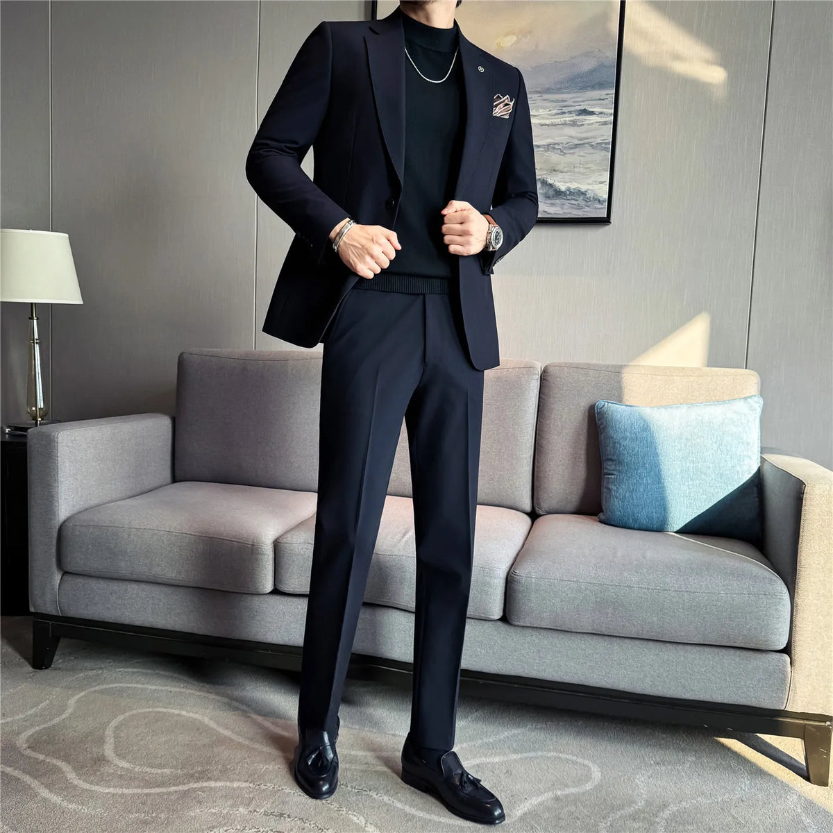 High Quality Suit Set for Men 2 Pieces (Blazer+Trouser) Office Work Party Prom Wedding Groom Business Formal Casual Suits M-5xl