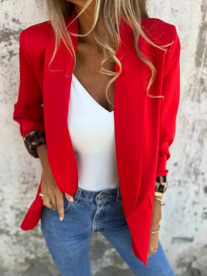 Fashionable Patchwork Color Leopard Print Lapel Small Suit Jacket Polyester Material Slim Fit Style Pure Offline Sales