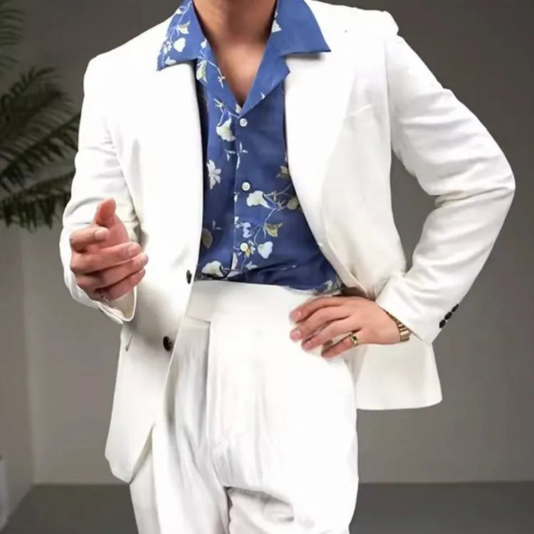 Men's Cotton Linen Two-Piece Suit Set – Slim Fit Business & Wedding