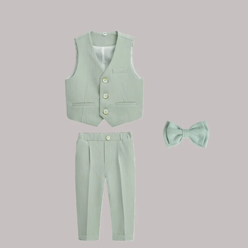 Kids Formal Suit Set Boys Girls Wedding Blazer Multi-Piece Pink Performance Costume